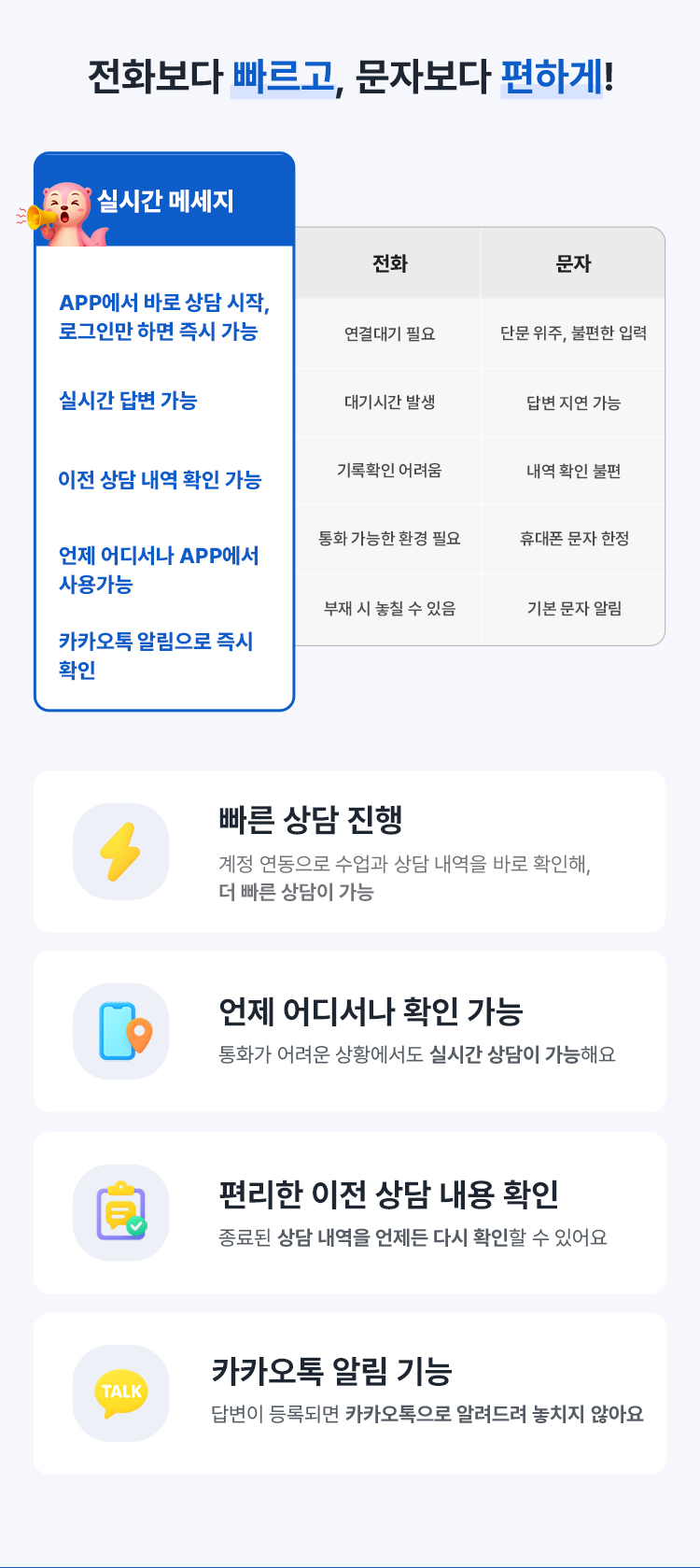 전화보다 빠르고, 문자보다 편하게!