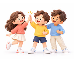 새 친구들과 함께하는 아이들