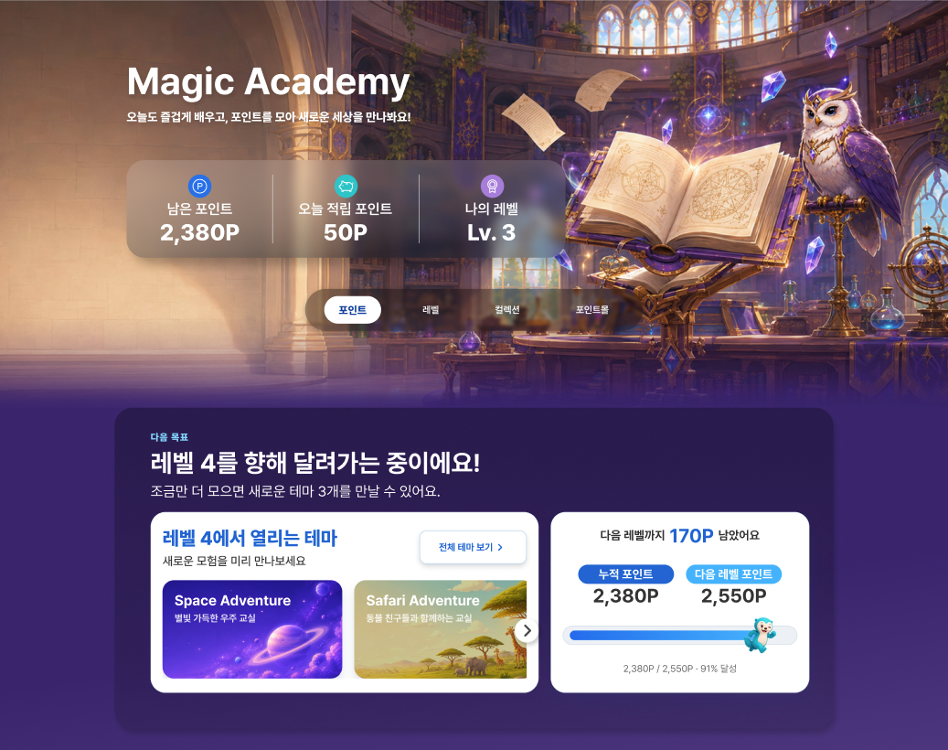 포인트몰 대시보드 화면